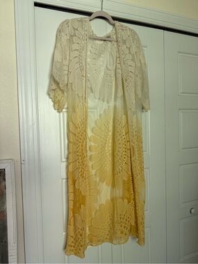 Rebellion Cream-to-Yellow Crochet Ombre Maxi Dress